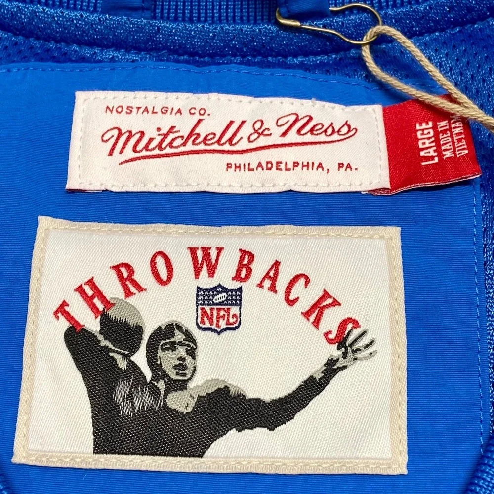 Detroit‎ Lions NFL Jacket Large Blue LS LW Pullover Football Throwback M & N NWT